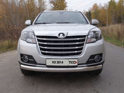 Защита передняя овальная 75-42 мм ТСС для Great Wall Hover H3 New 2014-2015