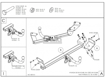 Фаркоп Galia шар С оцинкованный, быстросъемное крепление для Hyundai i30/Kia Ceed 2017-2021