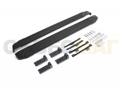 Пороги алюминиевые Rival Black New для Volkswagen Tiguan 2016-2021