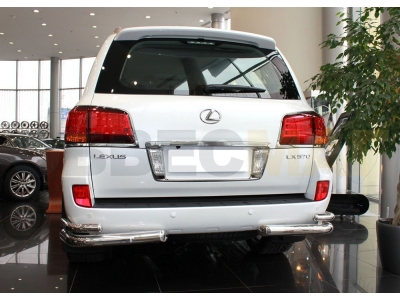 Защита задняя уголки двойные 76-53 мм для Lexus LX-570 2012-2015