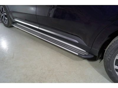 Пороги алюминиевые Slim Line Silver ТСС для Kia Carnival 2020-2021
