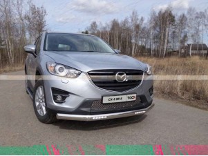 Защита передняя овальная с ДХО 75х42 мм для Mazda CX-5 № MAZCX512-15