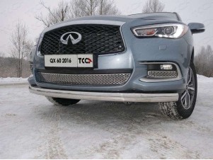 Защита передняя овальная 75х42 мм для Infiniti QX60 № INFQX6016-35
