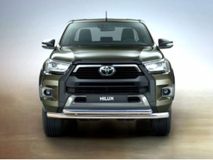 Защита переднего бампера двойная d-76+60 для Toyota Hilux VIII Рестайлинг 2020 – н.в. TH20_1.1