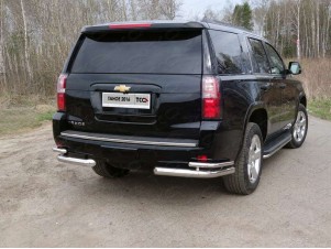 Защита задняя двойные уголки 76-42 мм для Chevrolet Tahoe № CHEVTAH16-16