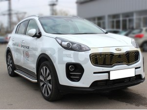 Пороги с площадкой алюминиевый лист 53 мм для Kia Sportage № KSP16_2