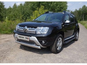 Защита передняя овальная 75х42 мм для Renault Duster № RENDUST15-06