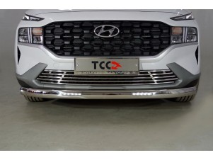 Защита передняя нижняя (овальная с ДХО) 75х42 мм для Hyundai Santa Fe IV Рестайлинг 2020 – 2023 HYUNSF21-31